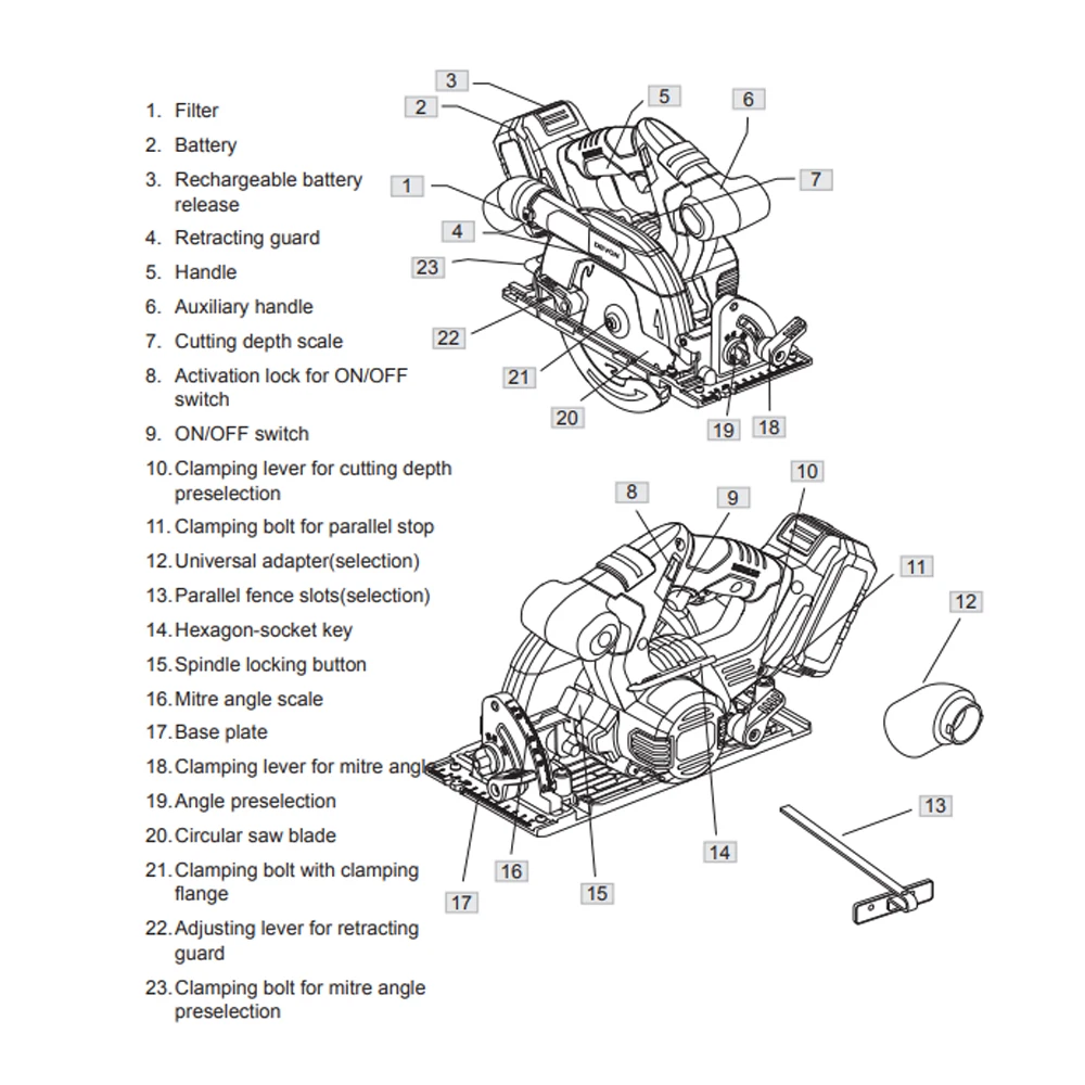DEVON 5419-Li-20CS165  Electric Portable 165mm Cutter Brushless Cordless Circular Saw Power Tools Manufacturer