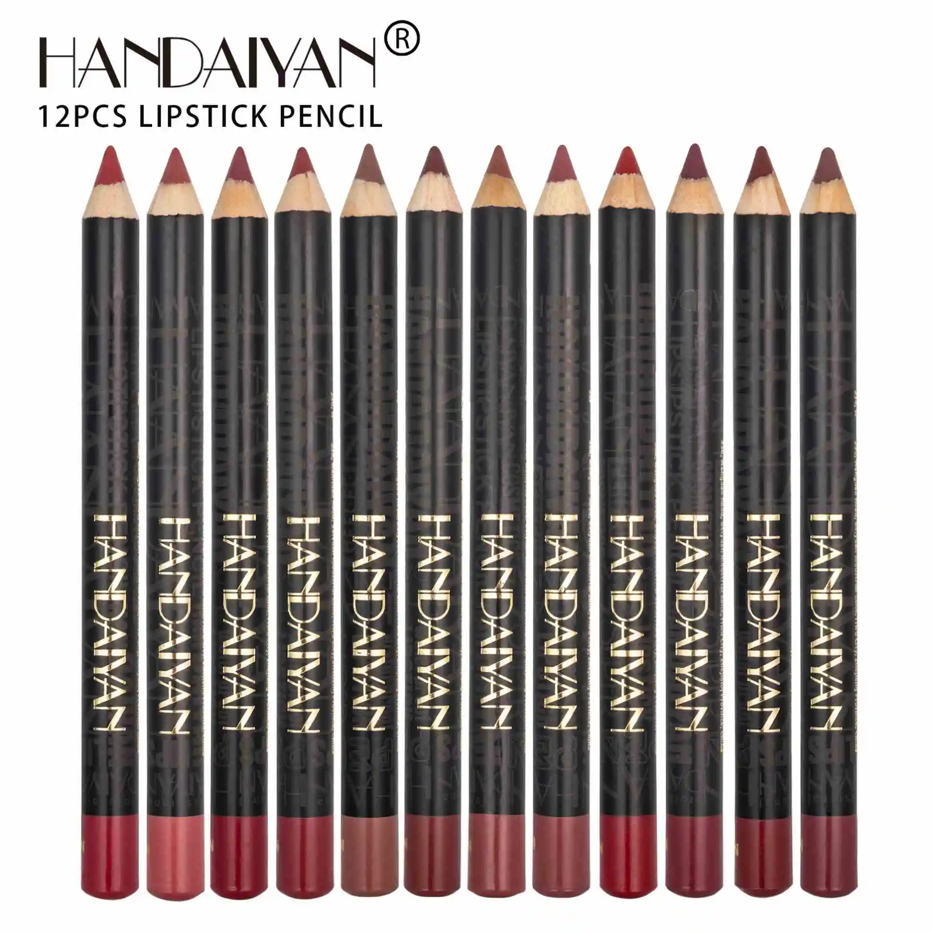HANDAIYAN 12pcs/set Professional Waterproof Bright Pencil Lip Liner Pencil For Lips Long Lasting Lipliner Pen Makeup Cosmetic