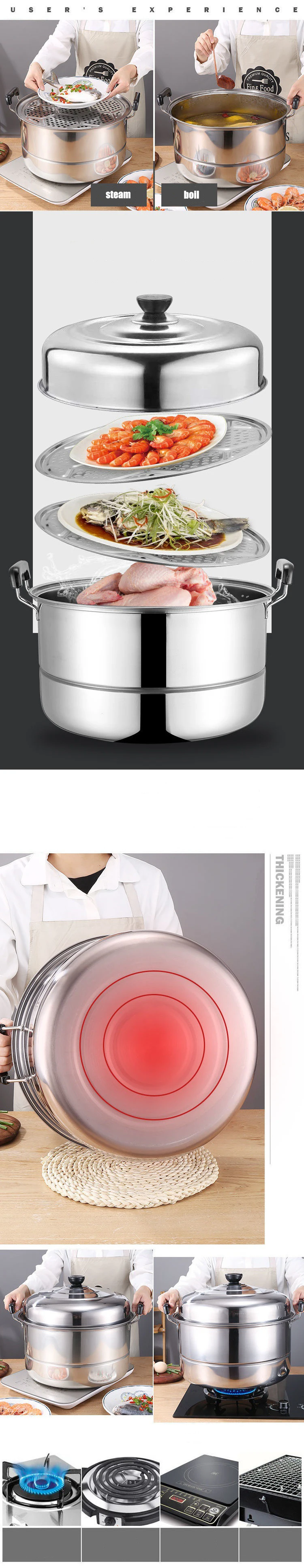 2 layer cooking steamer stainless steel food steamer steamer pot with lid