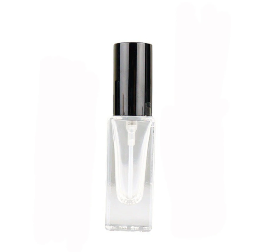 High Quality 10 ML Square transparent Glass Spray Perfume Bottle 1/3 OZ With Refill Pump