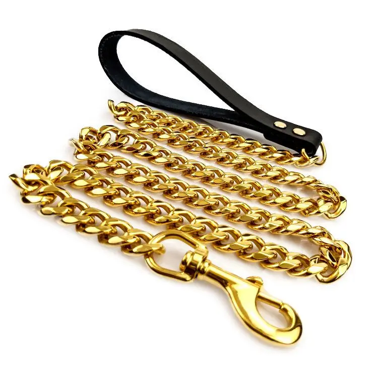 Pet Supplies Swivel Hook Strong Leather Handle Dog Chain Leash