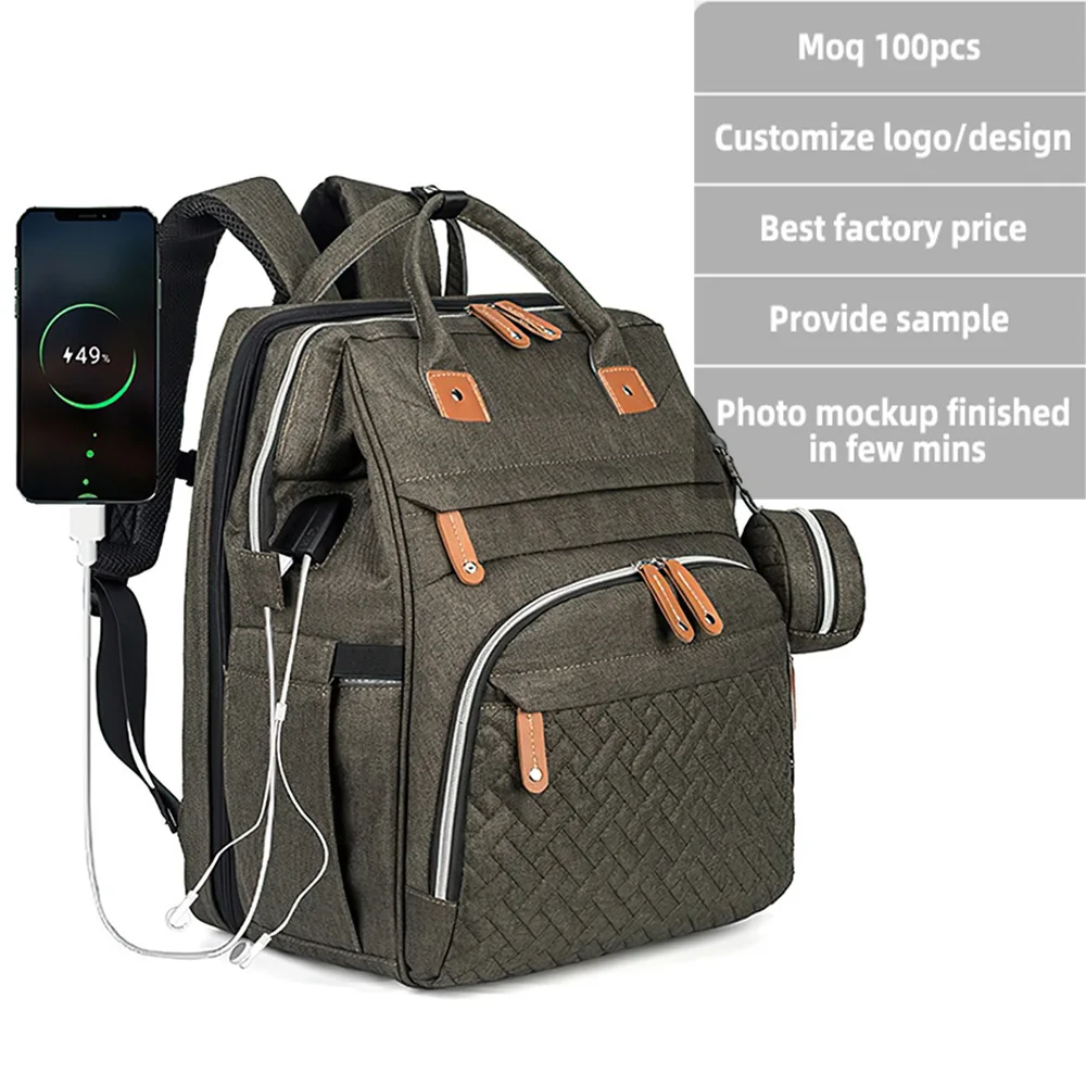 multi functional convertible custom travel mom baby diaper bag with bed mosquito net stroller organizer