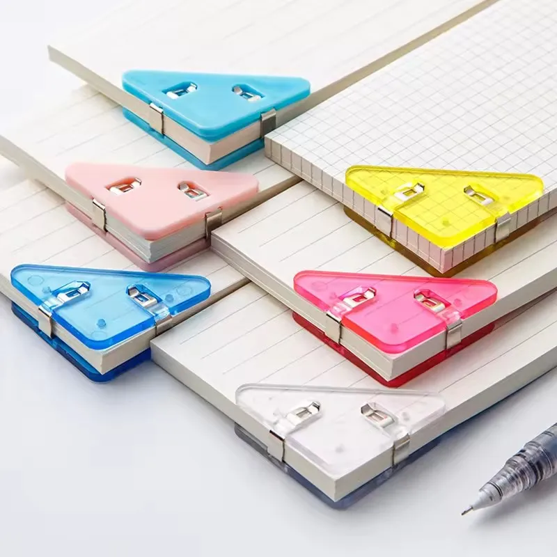 Wholesale Plastic Triangle Paper File PP Corner Paper Clips Students Paper Folder Clamp Creative Kids Snack Storage Clips