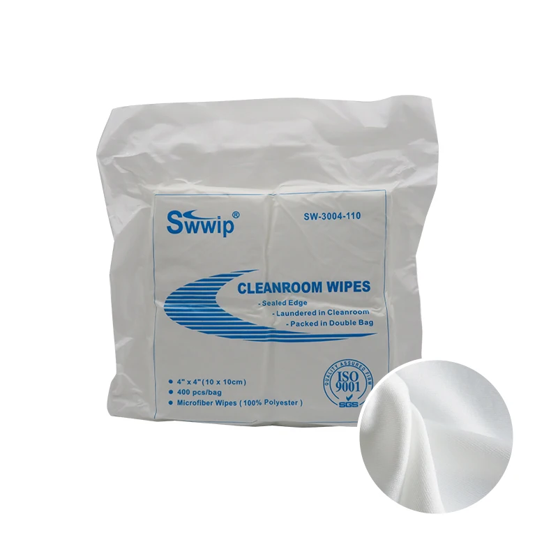 Wholesale Class 100 115gsm 4*4 Inch Cleanroom 100% Polyester Dry Cloth Microfiber Wiper