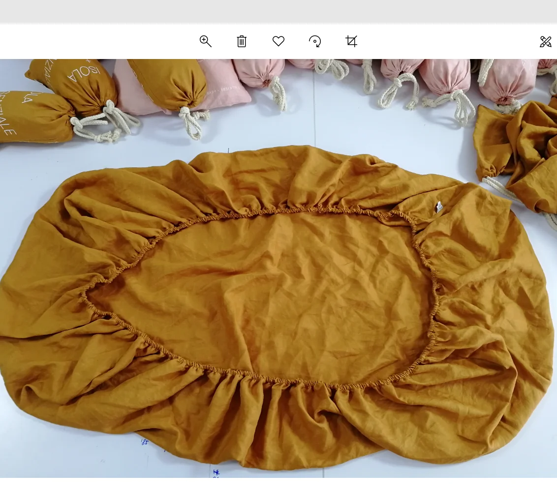 100%  French pure flax linen  stone washing full wrapped hem baby fitted sheet