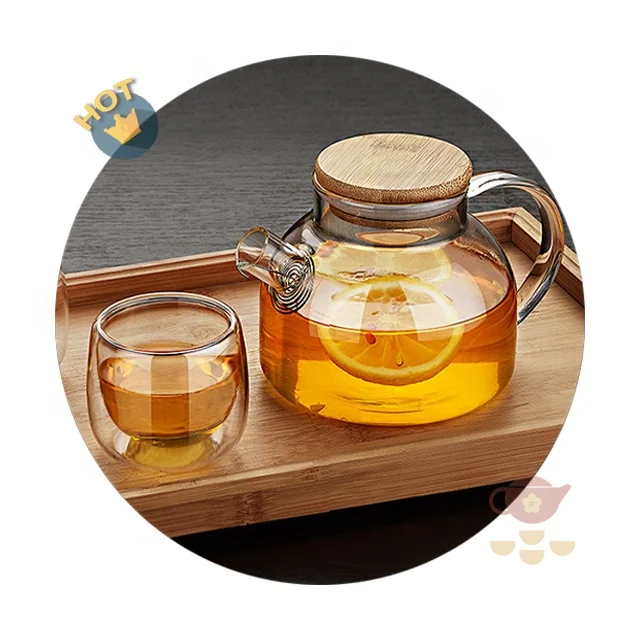 Wholesale Borosilicate 500ml 80ml Cheap Teapot Tea Coffee Sugar Set European Tea Set with filter