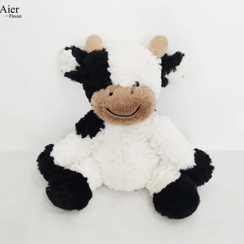 Aierflorist  wholesale soft cow Plush toys cartoon plush doll 25cm Cow doll could decorate flower bouquet