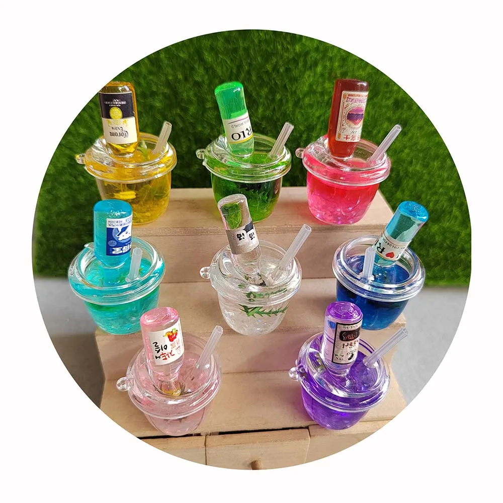 Миниатюрный кукольный домик бутылки с фруктовым соком мини-чашки полимерные для напитков игрушечные кухонные сказочные садовые украшения аксессуары