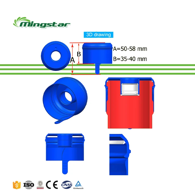 Non-Spill 18.9L/19L/20L/5 Gallon Water Plastic Bottle Smart Lids Press Cap Cover 55 mm Bottle Cap