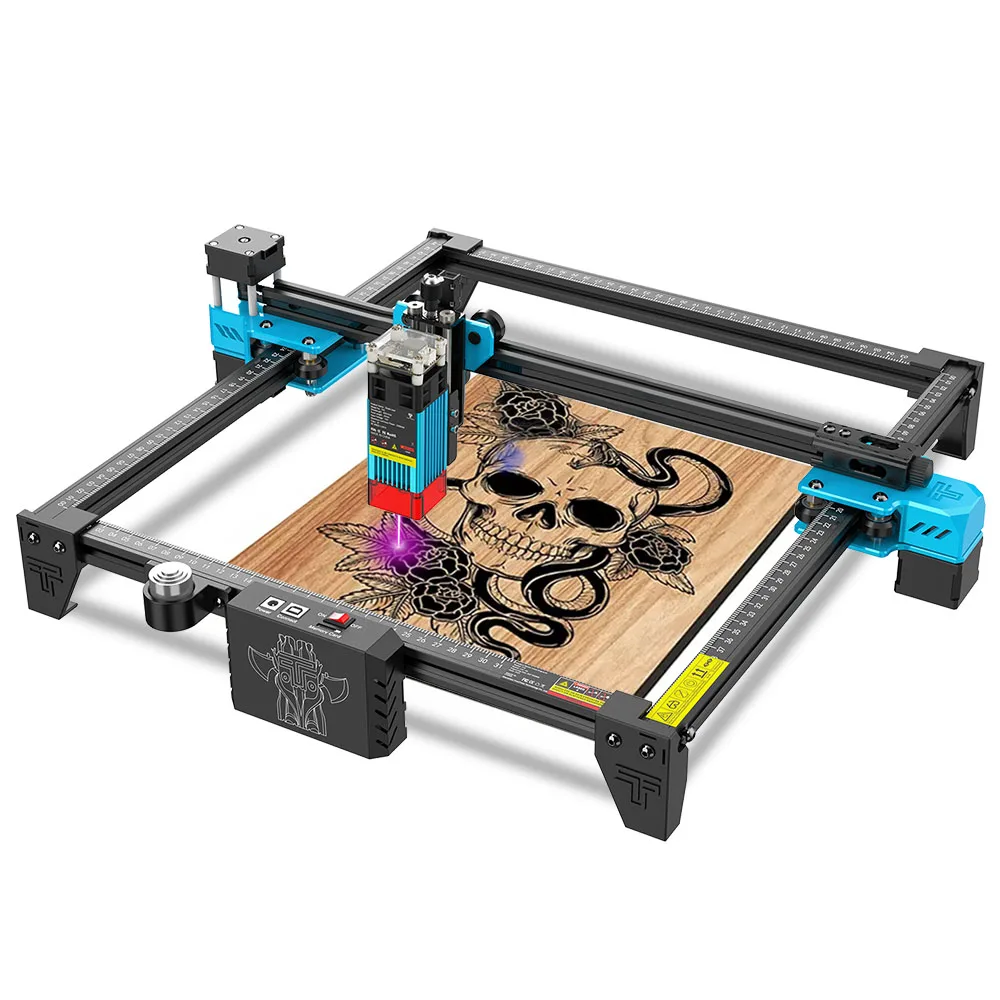 TWOTREES TTS 5.5W+10w dual laser engraver with slide extension rotary extension attachment and smoke purifier on mugs bottles