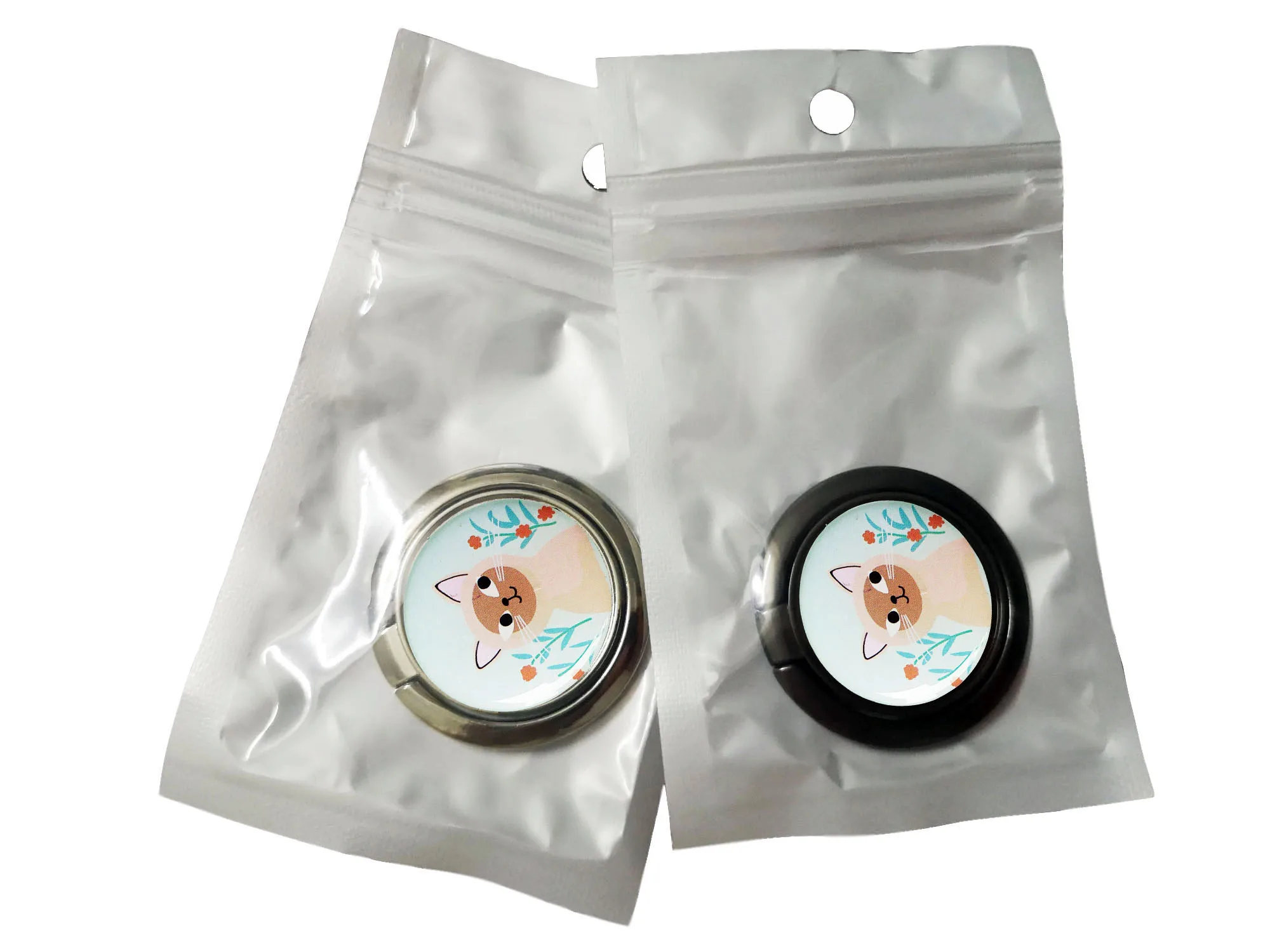 Custom Clear Epoxy Sticker Metal  Phone Ring Stand Universal 360 Degree Rotation Ring Holder for Any Smartphones