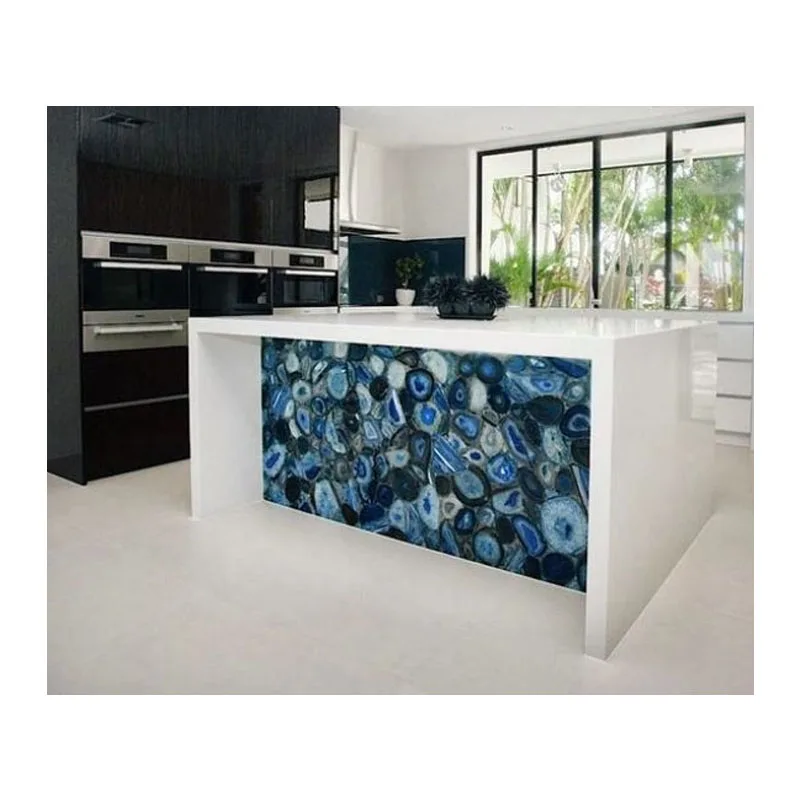 Квадратная настенная плитка из голубого агата, декоративная плита для дома