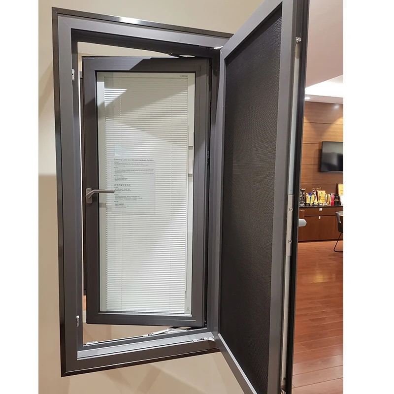 High Quality Customized Hardware Black Wooden Handle Aluminum Tempered Glass Windows Double Hung Window Casement Windows