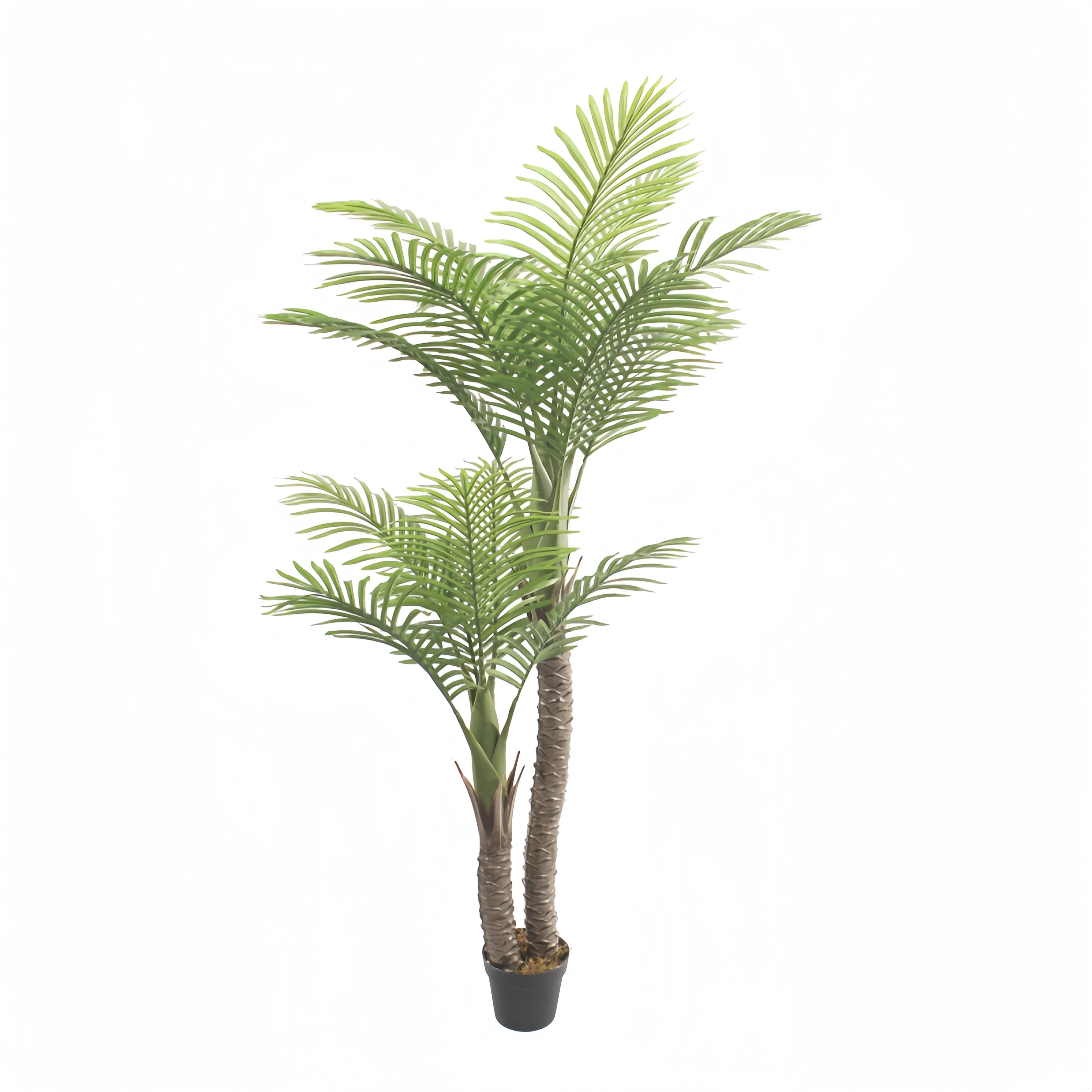 Artificial plant hot sale plastic palm tree tall double trunk bonsai home decoration