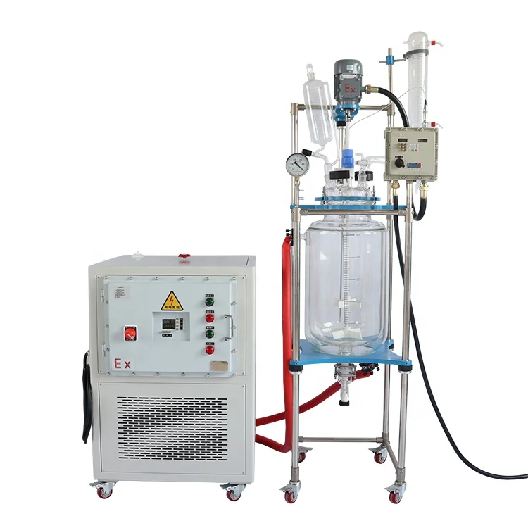 1L- 200L Chemical Lab Equipment Double Lab Lifted Jacketed chemical glass reactor Glass Double Layer Reactor