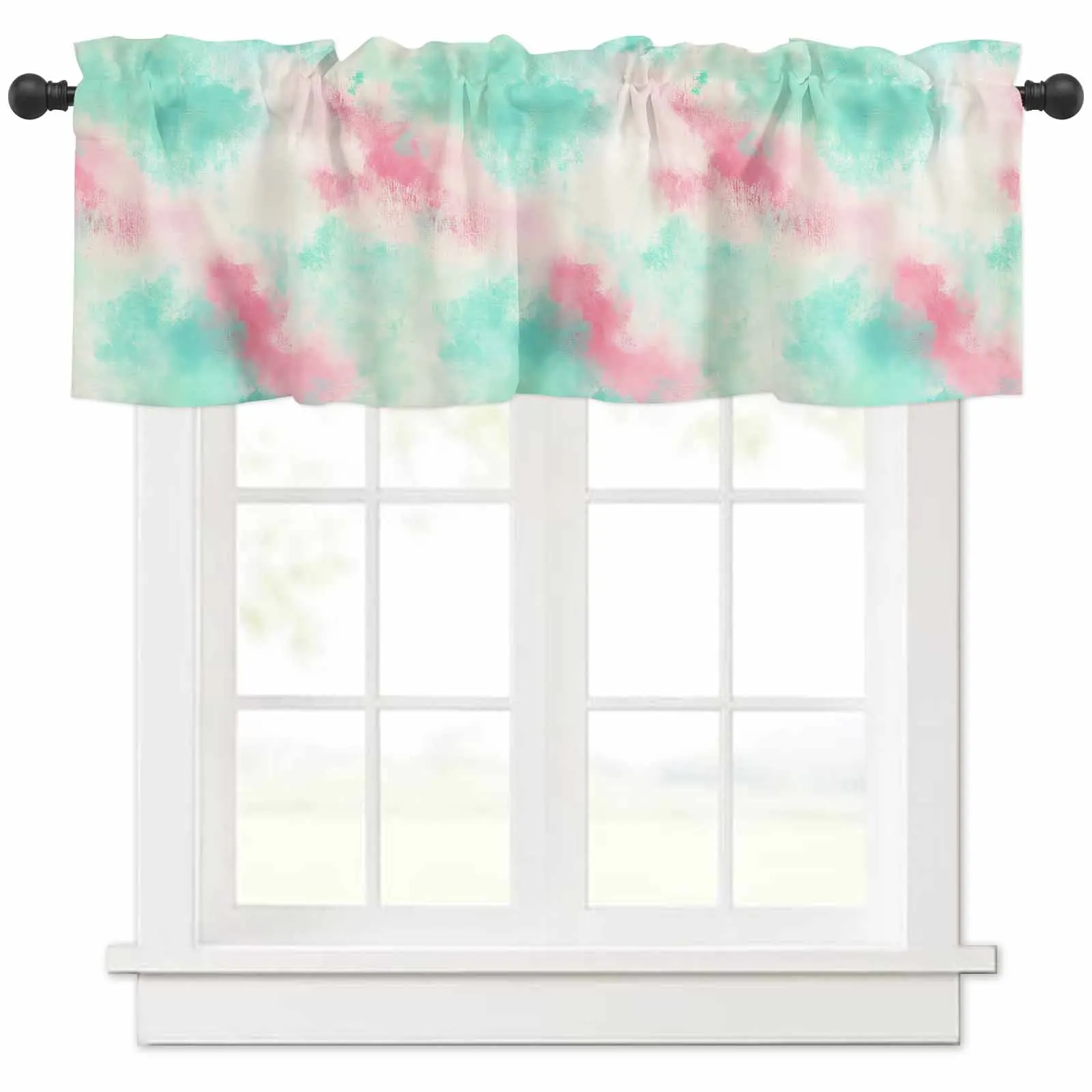 OEM Marble Waves Kitchen Valances Half Window Curtain Abstract Blackout Decoration Window Valances Drapes for Kitchen Bedroom