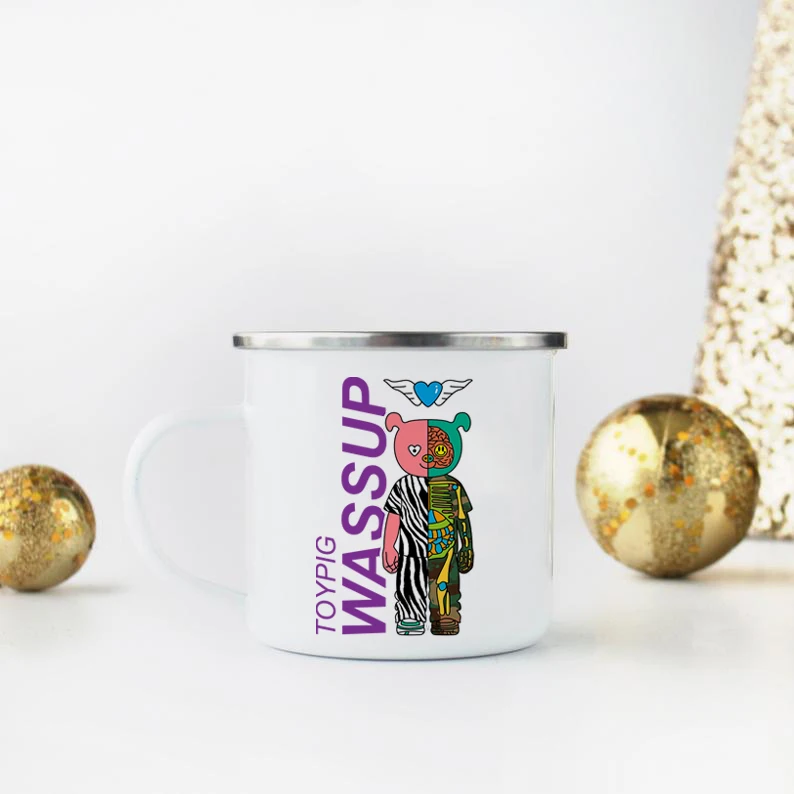 DIY 12 oz Enamel Cup Mug with Silver Rim Make Your Own Custom Enamel Cup Sublimation Wedding Gift