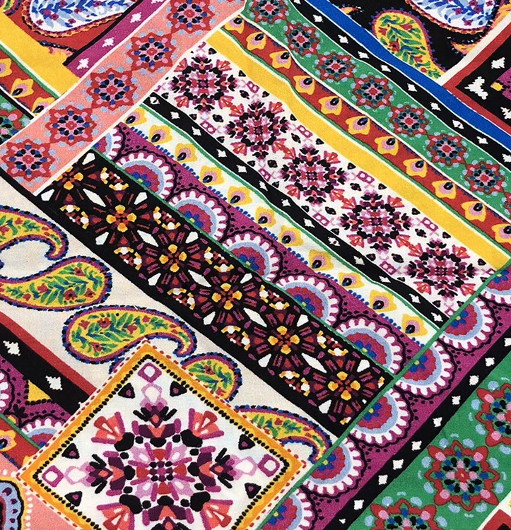 
hot sale 100 rayon plain Bohemia printed fabric for swim beach wear dress blouse skirt resort casual style 