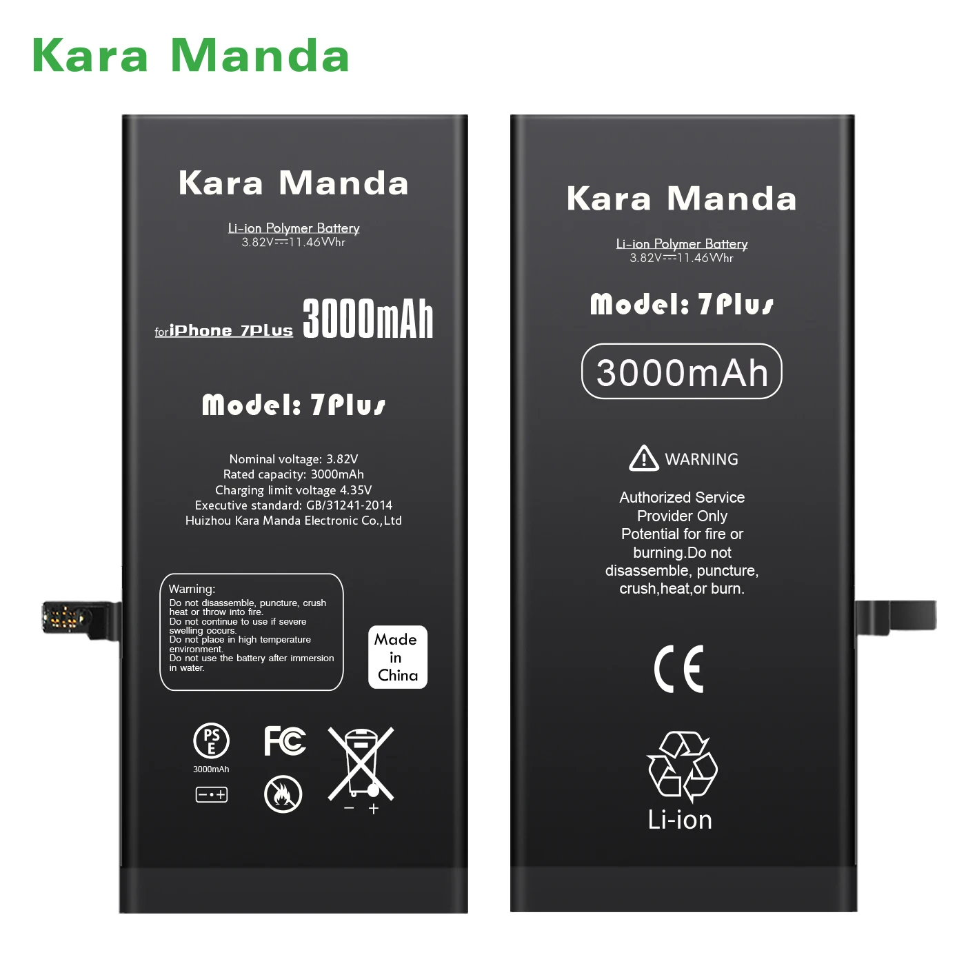 Kara Manda 100% Health Battery Standard Capacity Replacement Rechargeable Lithium Battery for iPhone 7 Plus X Xs Max Xr 11 12 13
