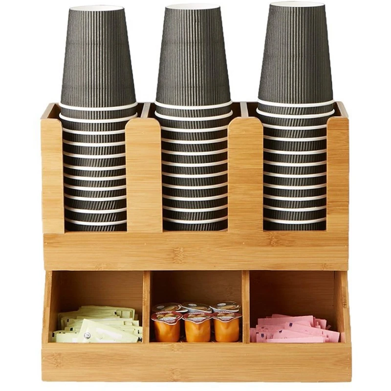 Creative Bar Disposable Paper Cup Storage Shelf Wooden Cup Shelf Desktop Cup Dispenser