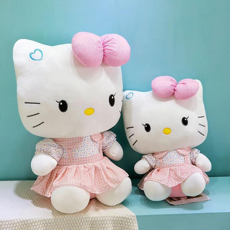 Manufacturers Wholesale 35/45/55/75Cm Pink Skirt Kitty Plush Toy Kt Cat Doll Throw Pillow Birthday Gift For Girls
