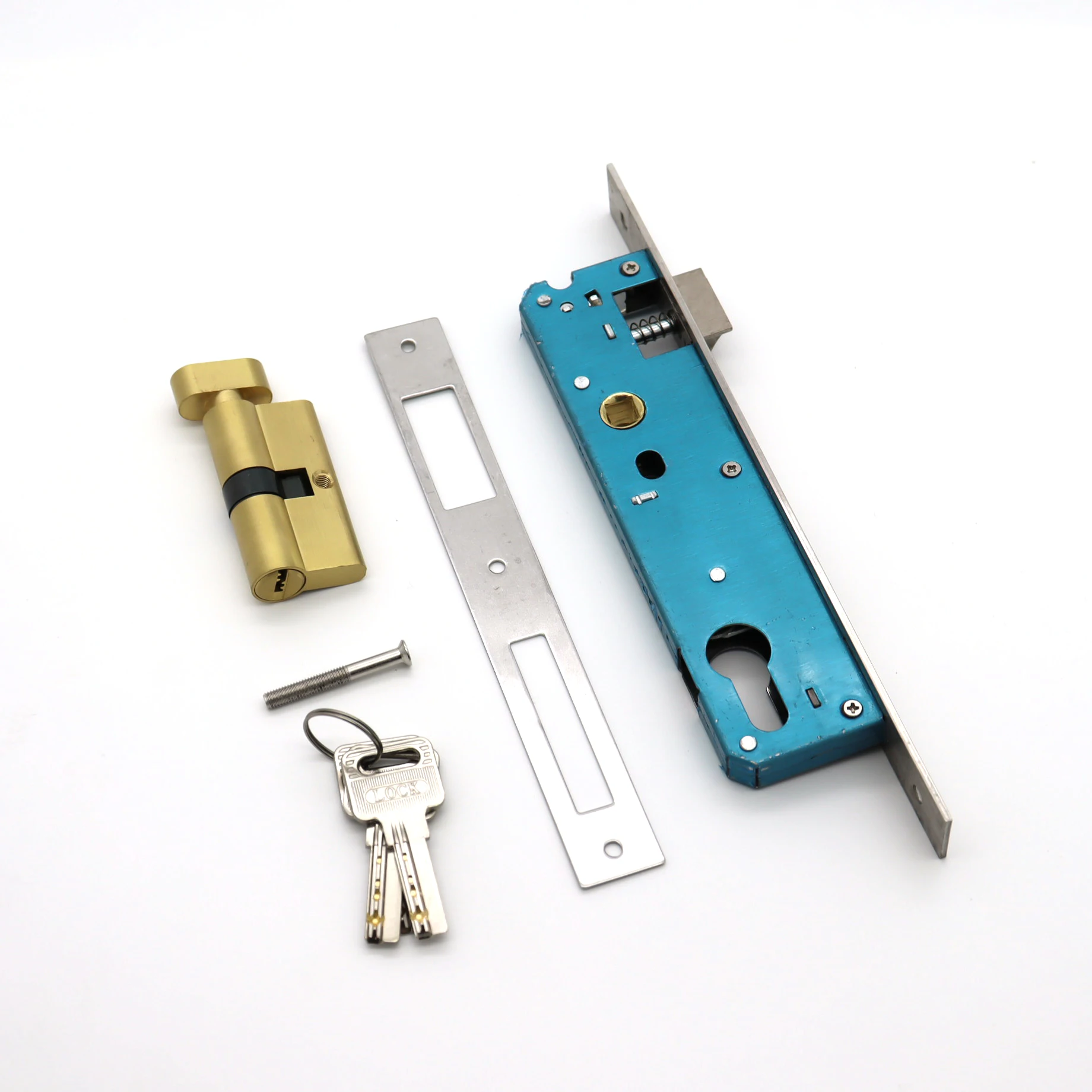 White Aluminum Alloy Entrance Keyed Deadbolt Mortise Lock Door Lever Handle set