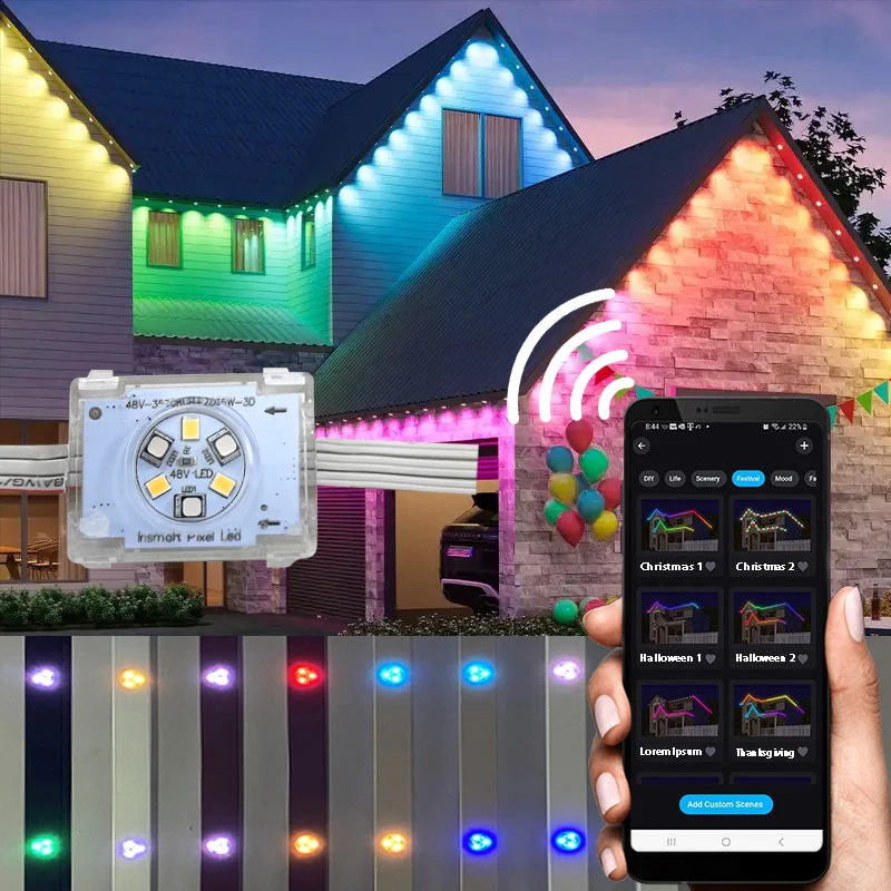 Permanent Holiday Lights Ucs2904 Rgb Ws2811 Pixel Christmas Dmx Led Pixel Lights Luces De Navidad