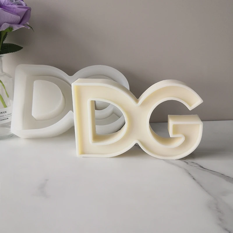 Home Decoration DIY Resin Crafts Casting Epoxy Resin Molds Big Letters Luxury Brand Logo Silicone Candle Mold