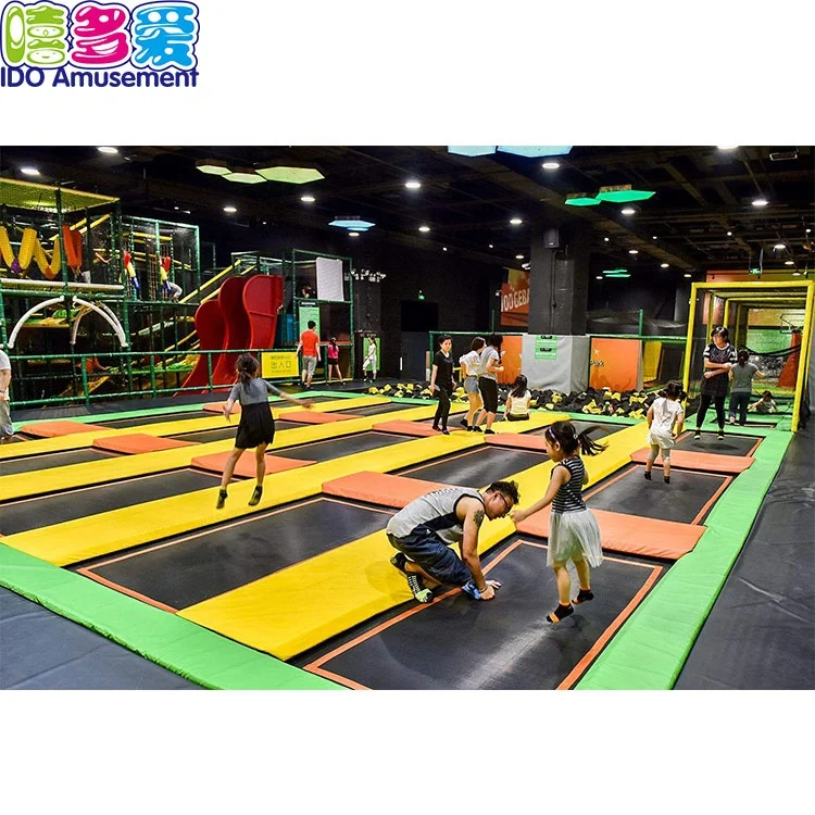 
Kids Jump Adventure Fitness Equipment Gymnastics Trampoline Park With Basketball Hoops Set 