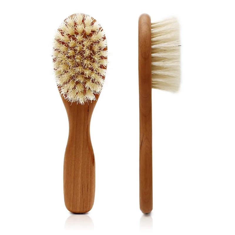 High Quality Round Boar Bristle Beard Brush Wooden Handle Beard Brush For Men Boar Bristle Beard Oil Brush