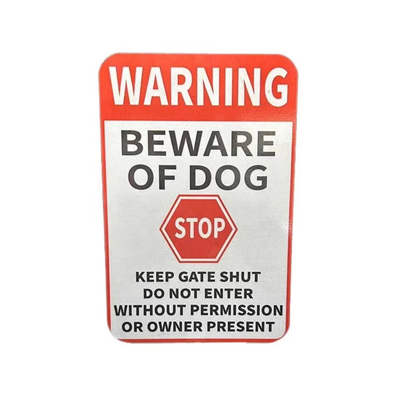 Custom Safety Warning Sign Aluminium BEWARE OF DOG DANGER NO SMOKING Printing Reflector Stickers Reflective Sign Board