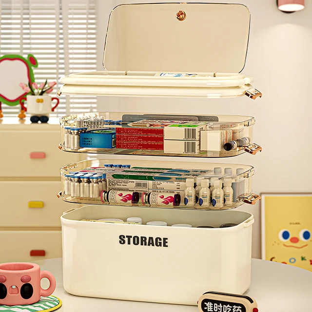 Rmier Small Size Multi-layer Portable Medicine Cabinet Drawer Family Medicine Durable PP Plastic Storage Box