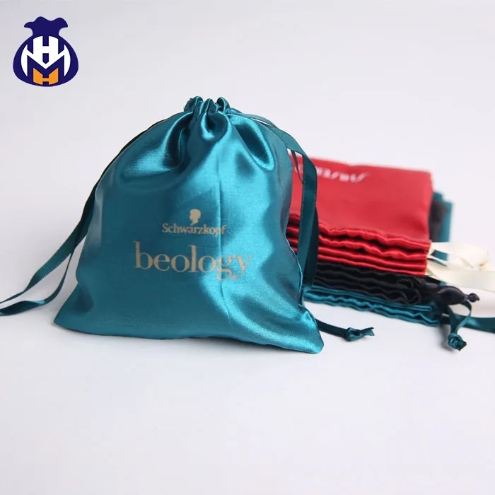 wholesale small custom large drawstring satin bag with logo printed gift satin drawstring bag