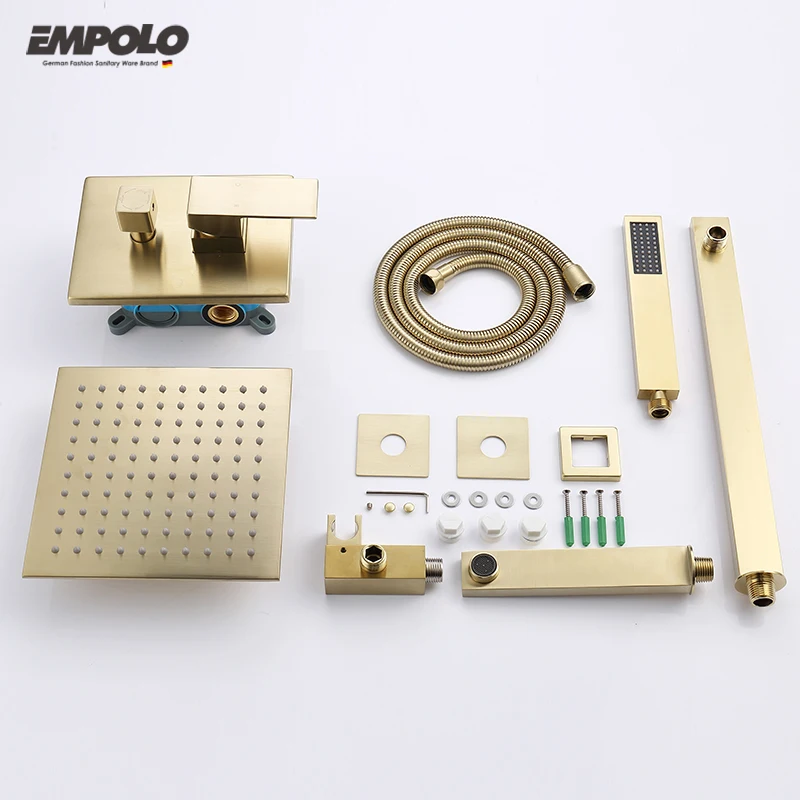 cUPC Gold Plated Sink Brass Wall Mounted Faucets Rainfall Water Mixers Taps Basin Hand Rain Bathroom Bath & Shower Faucets Set