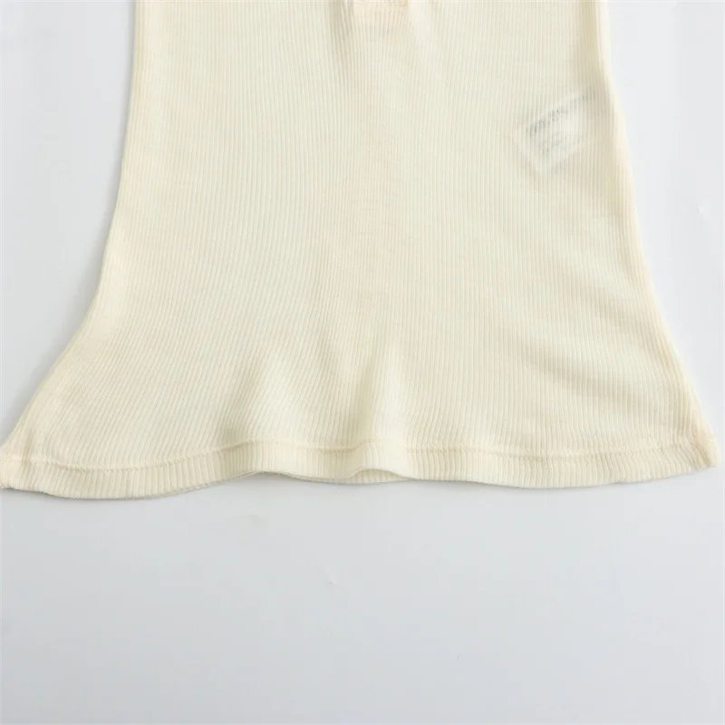 TAOP&ZA white slightly see-through short long-sleeved 2024 thin slim fit pure desire base knitted T-shirt top for women 8779153