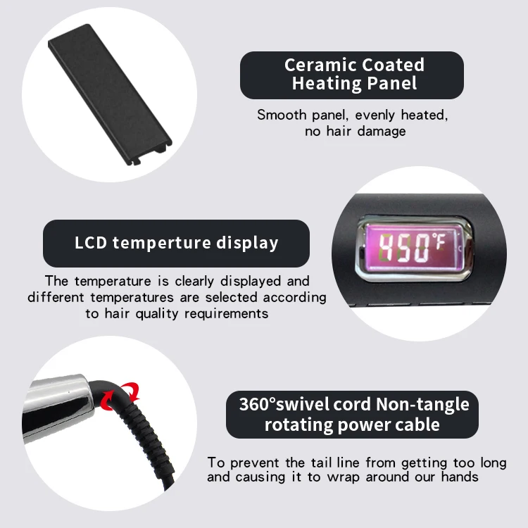 Hair Straightener High Quality Best Wholesale Ceramic Private Label Flat Iron Plancha Custom Travel Straight Hair LED Flat Iron