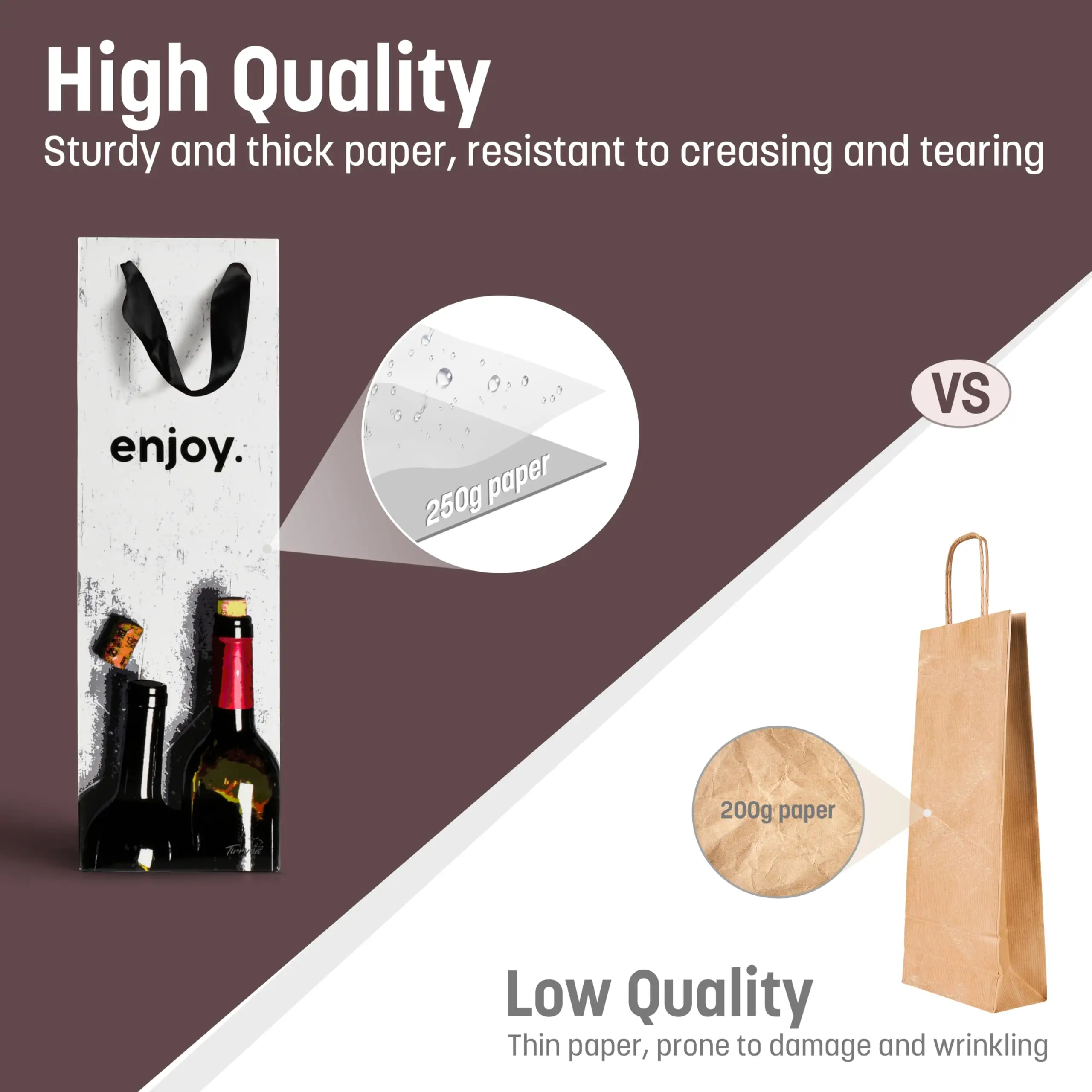 Popular Custom Personalized Print Logo Shopping Packaging Carrier Wine Paper Bag with Twisted Handle