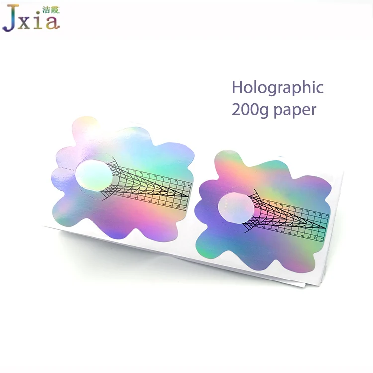  Jiexia Новый Пользовательский логотип 500 шт./рулон плотной бумаги с помощью липкого клея самоклеющиеся голографические наклейки для ногтей