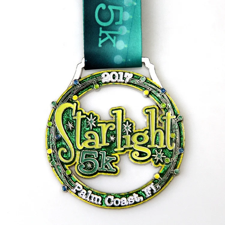 Hollow Winter Running Metal Medal Festival Fun Run Finisher Zinc Alloy Material Medal with Printing Polyester Lanyard