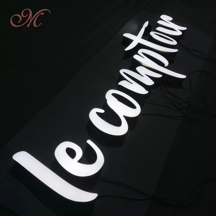 outdoor store Company brand logo 3D Led front light letter sign custom business acrylic signs