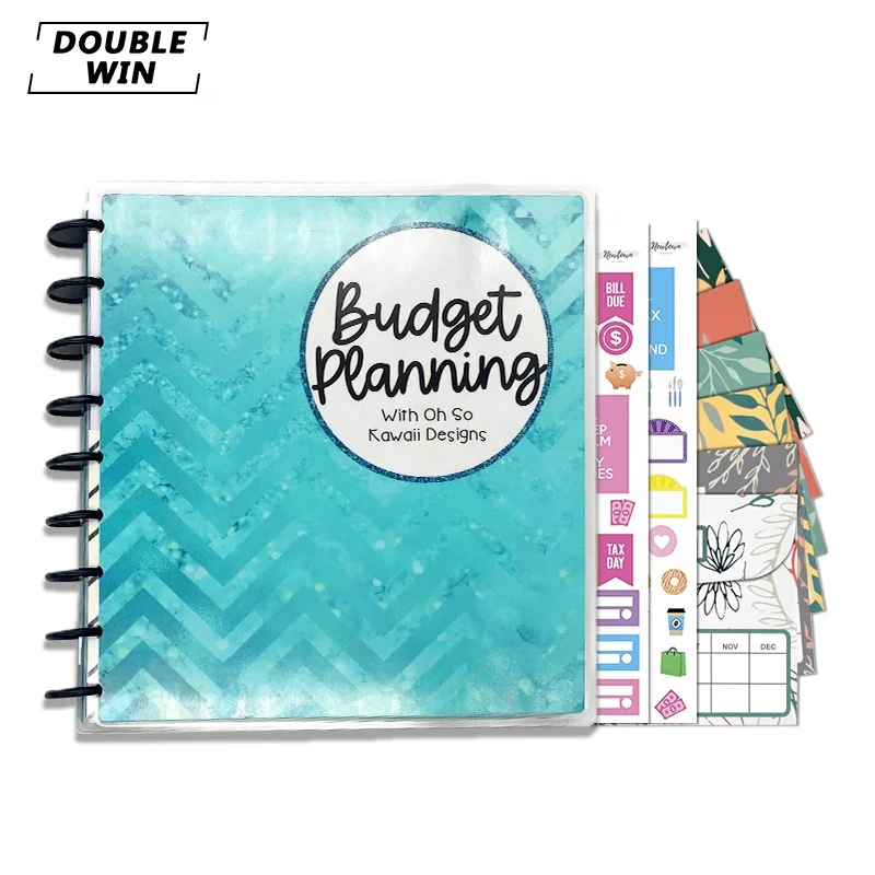 2024 Custom Printing Disc Binding Financially Budget Journal Planner with Cash Envelope Stickers