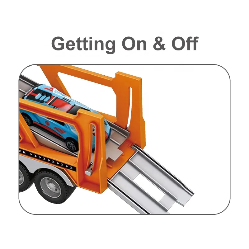 Lights And Sounds  pull back car Trailer Engineering Pull Back Vehicle Car Carrier Truck for kids
