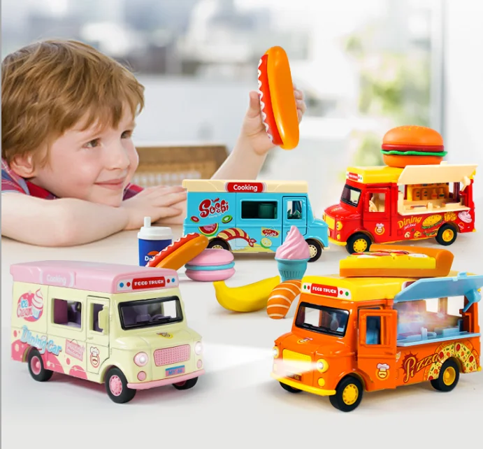 Kid sushi ice cream  theme cooking truck toy custom diecast car with music and light