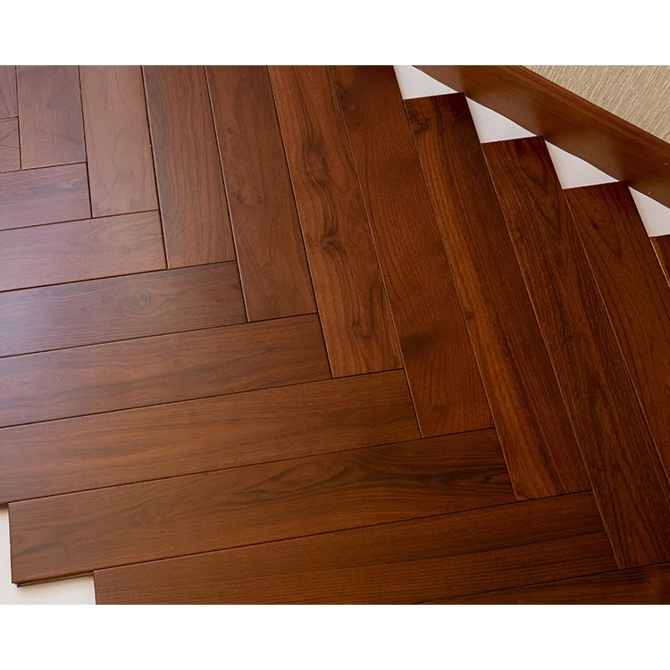 Walnut color herringbone Chinese teak wood flooring