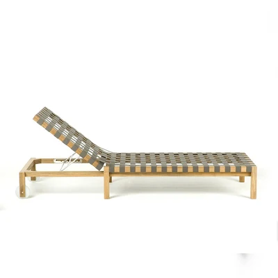 Outdoor Furniture Aluminum Frame And Rattan Fabric Swimming Pool Sun Loungers