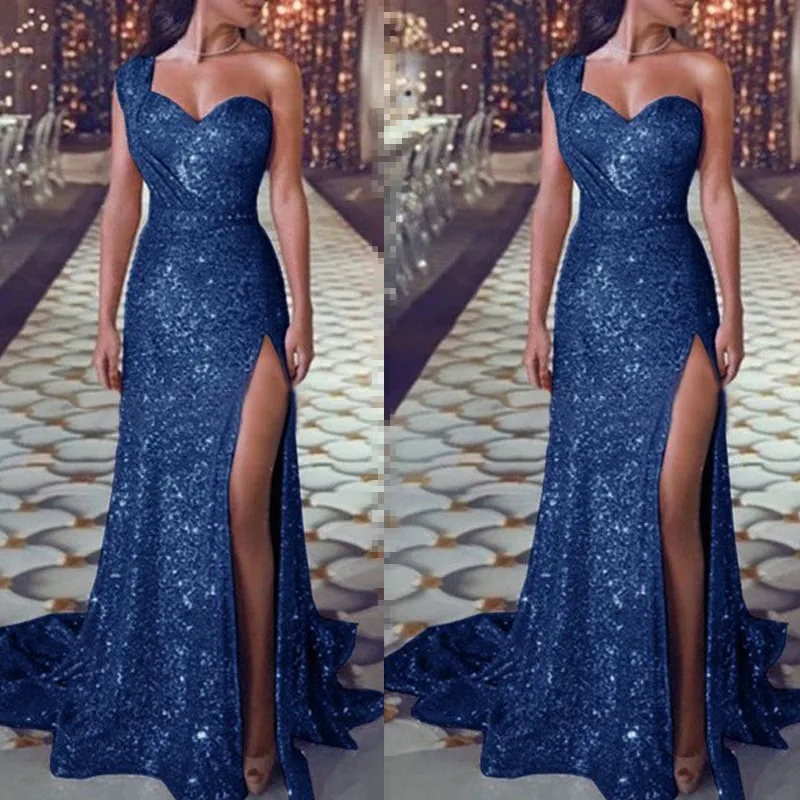 Sequence Party Colors Available Factory Wholesale Evening Dresses Women Off Shoulder Gold Sequins Mermaid Gowns Prom Evening Dre
