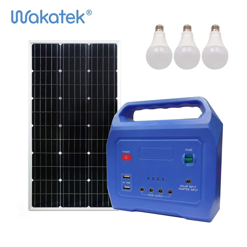 WAKATEK Off grid DC Portable Solar Power Station mini Solar Generator With Mobile Phone Charging USB Port Solar Light Kit For Ho