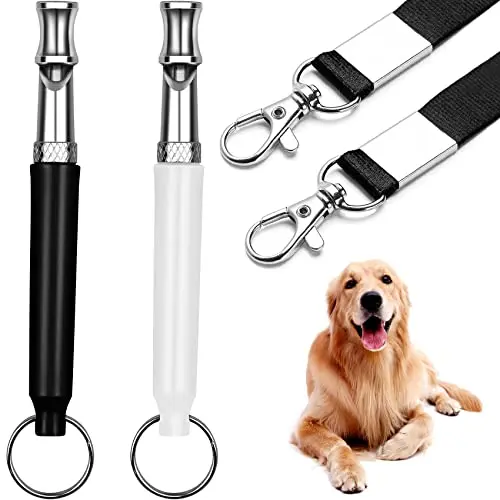 2 Pack Adjustable Ultrasonic Silent Dog Whistle Professional Recall Dog Training Whistles to Stop Barking