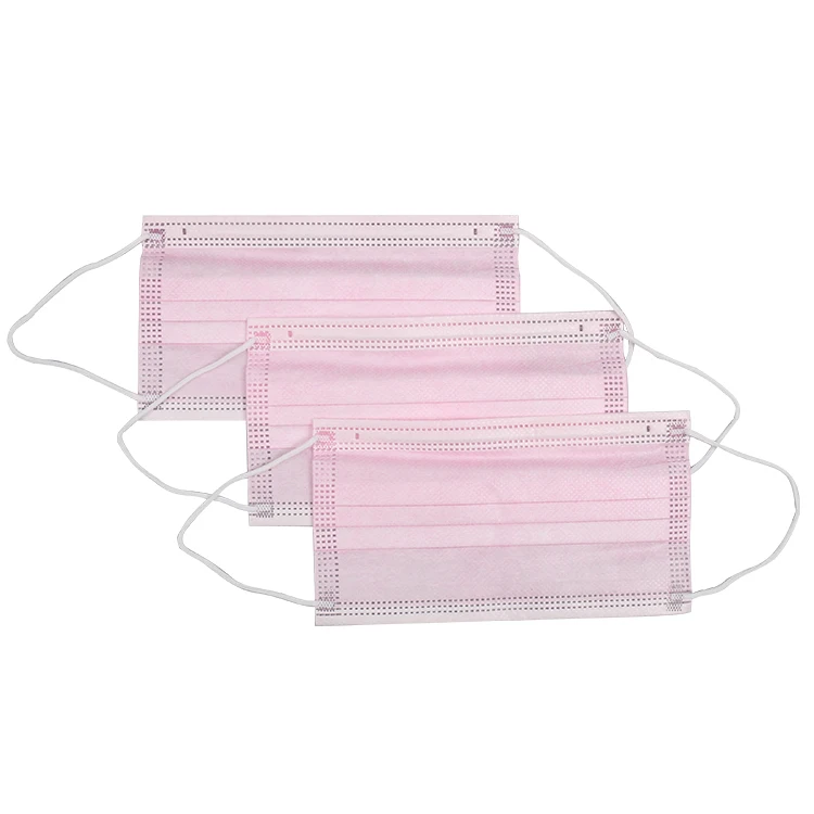 Hot Selling Fashion 3 Ply Disposable Face Masks Pink Non-woven Medical Face Masks