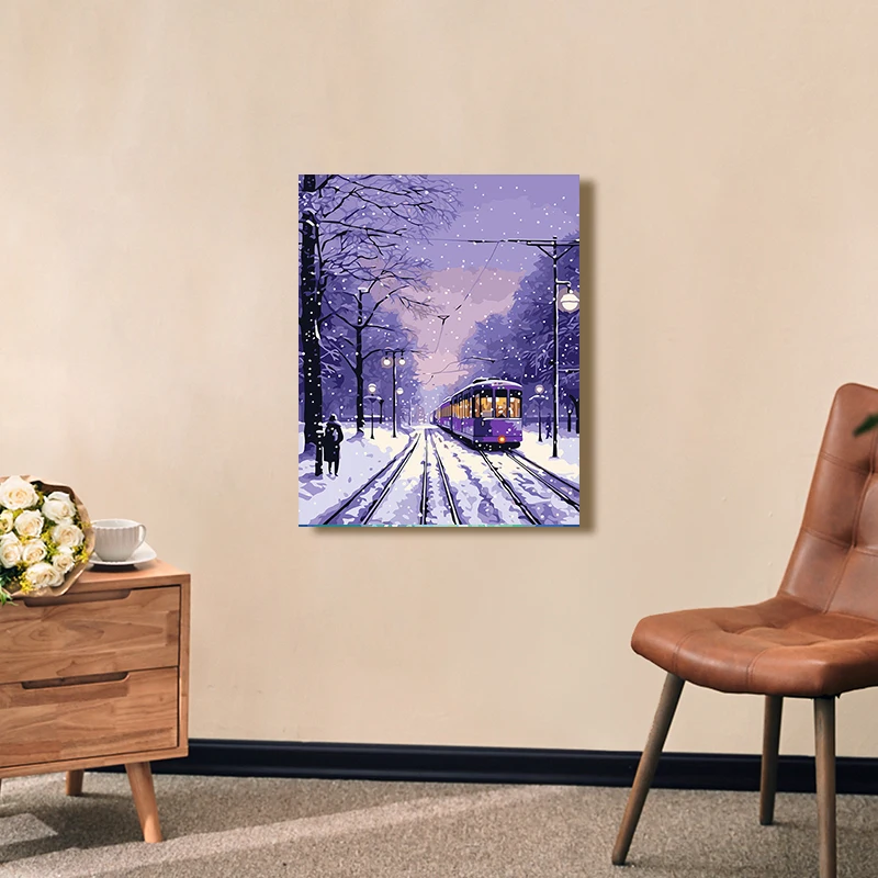 Wholesale New Design Painting By Numbers Winter Landscape DIY Paint By Number Modern Painting By Numbers Art For Home Decoration